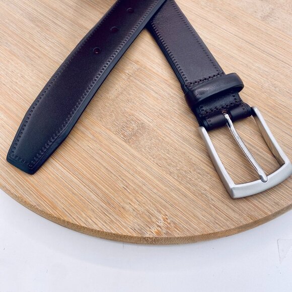 Paisley & Gray Belt Mens 34 Dark Brown Full Grain Leather Silver Buckle - Picture 5 of 9